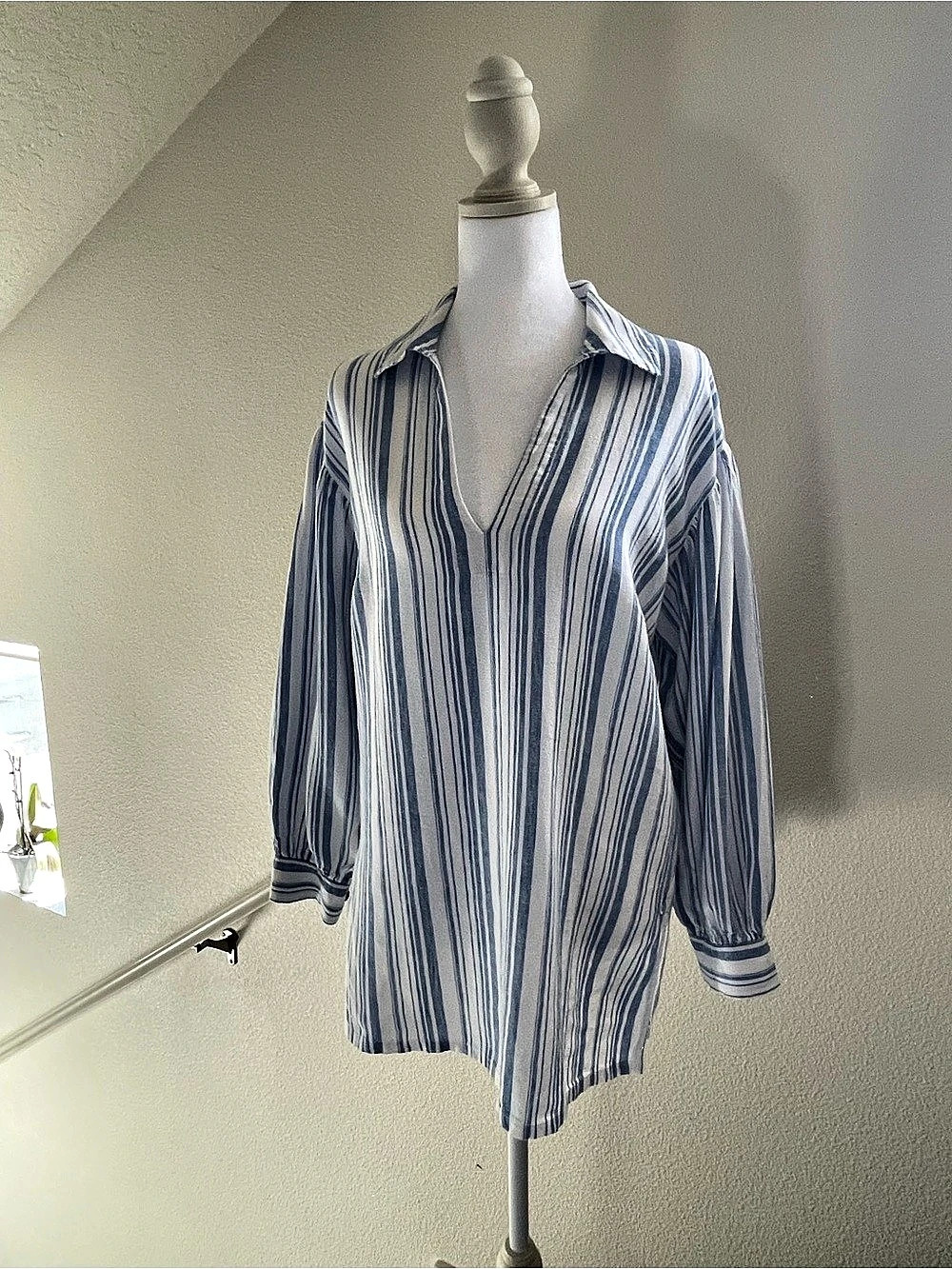 Women's Blue & White Striped Shirt